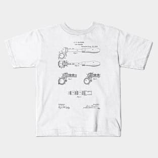 Pipe Wrench Plumbing Tool Vintage Patent Hand Drawing Kids T-Shirt